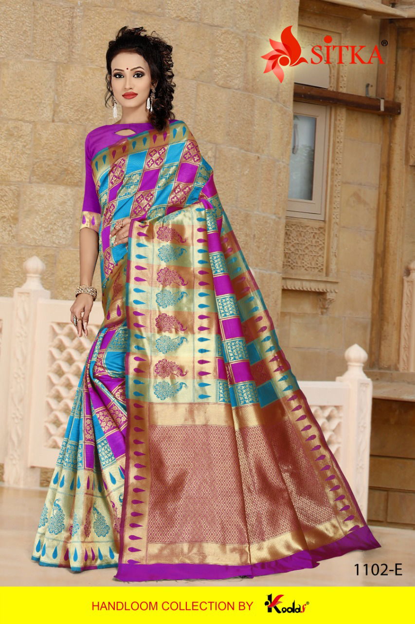 Sitka Cotton Silk Party Wear Sarees Collection